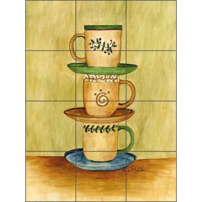 Kitchen Tile Backsplash Mural Coffee Time by Sara Mullen SM050   362345576305